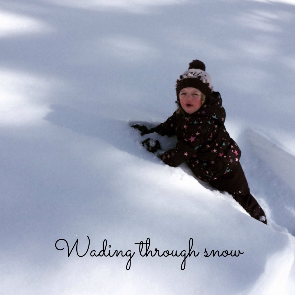 Country Kids Wading Through Snow