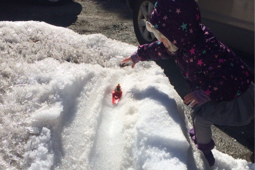 Wee Girl Lego Sledging 3