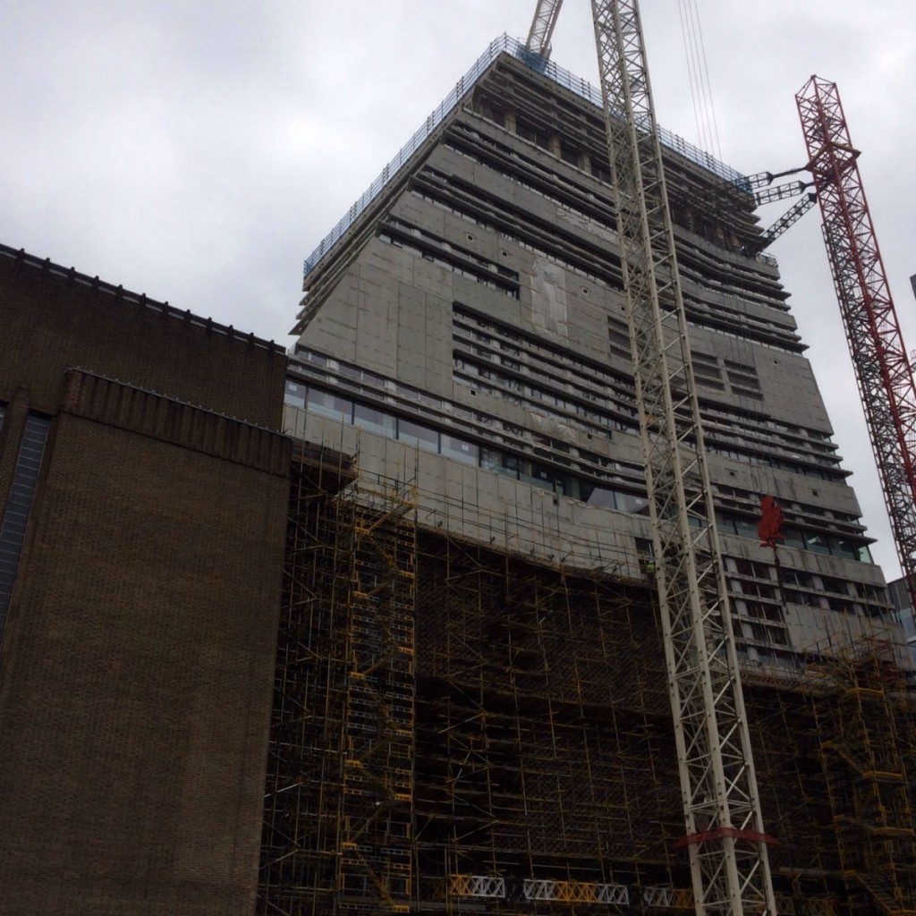 A view of the new extension to Tate Modern, under construction.