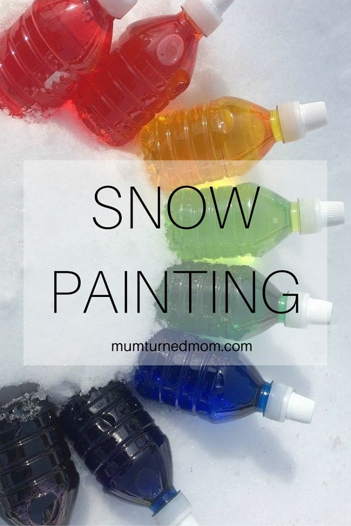 Snow Painting: just add a few drops of food colouring to a squeezy bottle of water for this super simple outdoor winter activity